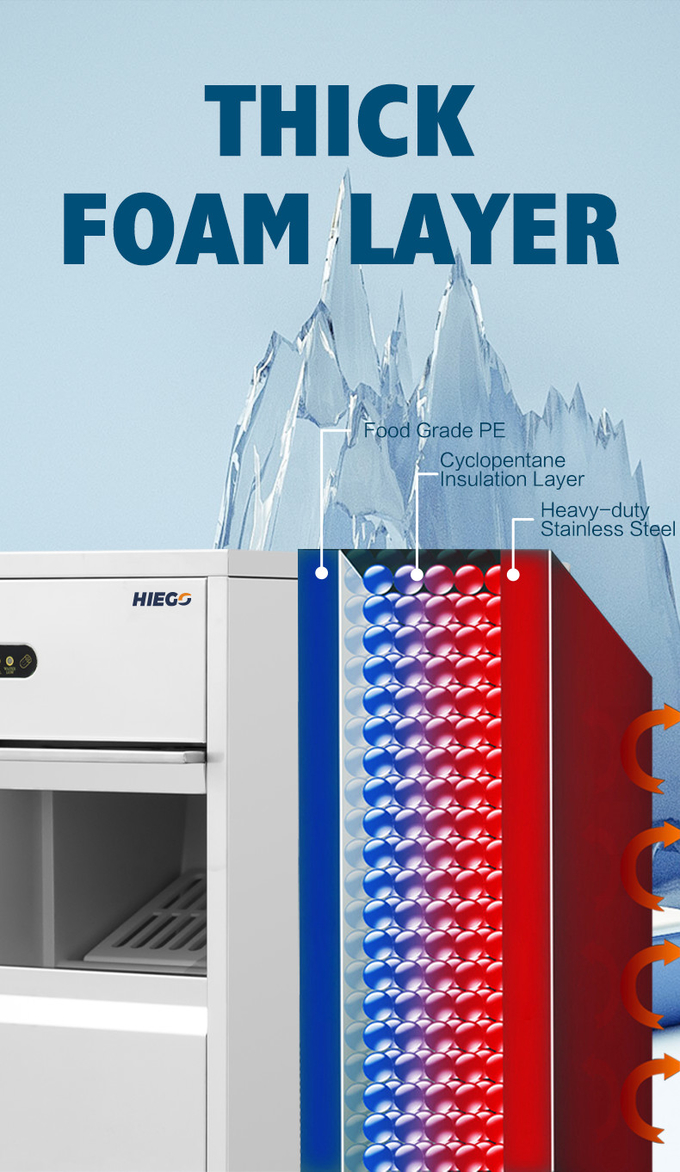 Máquina de hielo de pepita comercial libre de escarcha máquina de cubitos de hielo de bala de 100 kg 700w 3