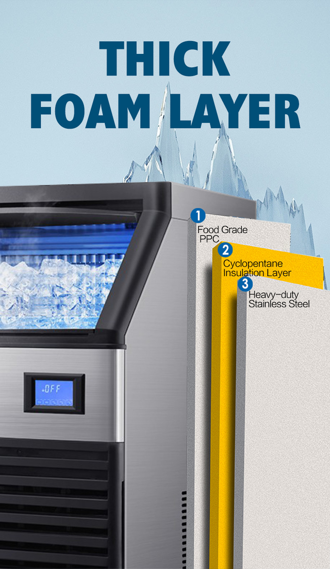 Máquina para hacer cubitos de hielo de 80,90 kg de alto rendimiento y grado alimenticio, máquina para hacer hielo completamente automática de 120 kg y 100 kg 1